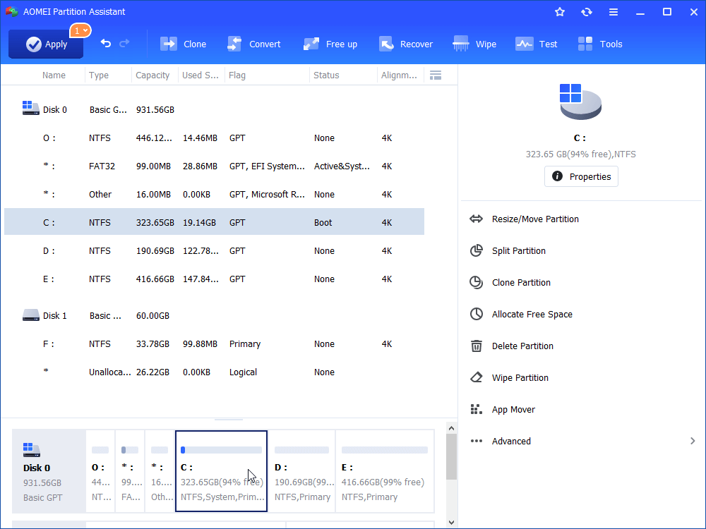 Partition Software for Windows Partition Assistant Apply changes screen