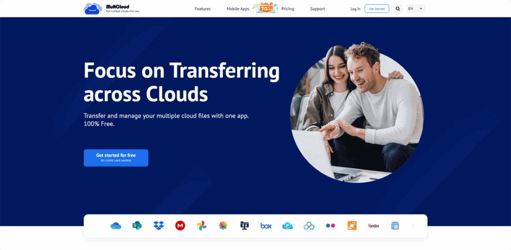Multcloud software download page for cloud Transfer