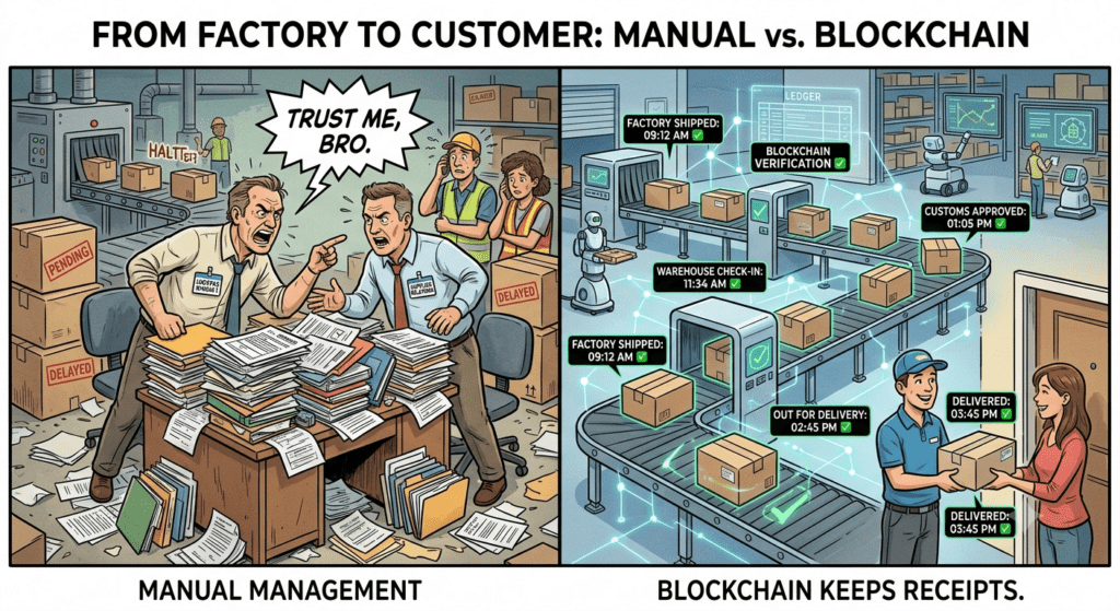 Blockchain technology improving supply chain transparency and product tracking
