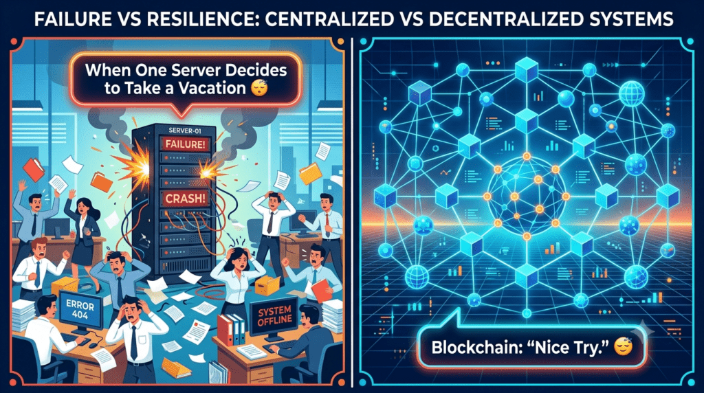 Comparison of centralized databases and blockchain technology architecture