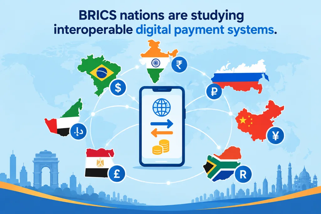 Illustration of digital cross-border payment concept relevant to BRICS Summit 2026