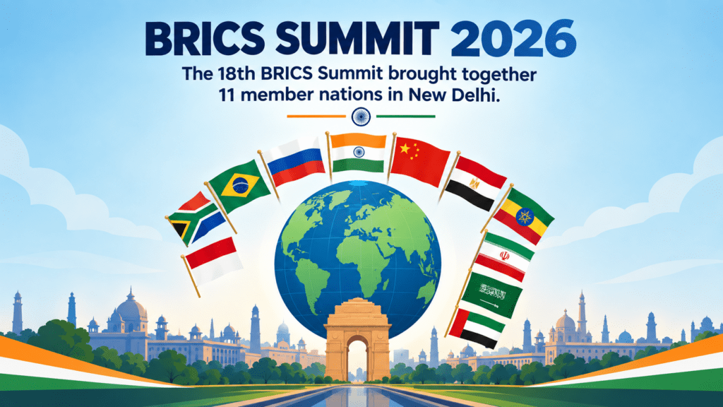BRICS Summit 2026 flags of member nations representing India's economic ties
